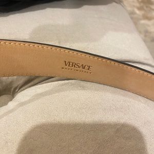 Black genuine top quality leather with gold logo VERSACE spelled front